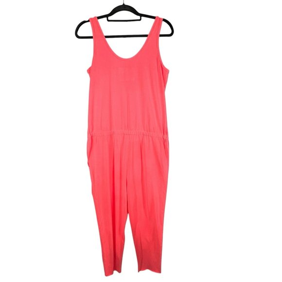 Frank & Eileen Women's Tank Pink Jumpsuit Romper Medium Drawstring Waist - Picture 3 of 10